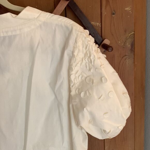 Issey Miyake off-white appliqué short sleeve blouse top - Picture 6 of 9